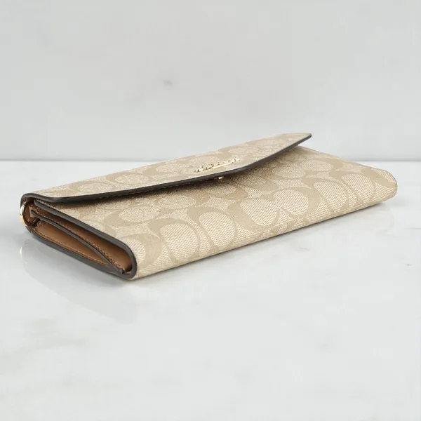 Coach Travel Envelope Wallet In Signature Canvas Khaki White C1962 - Image 3