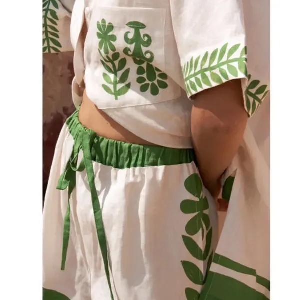 NWT SOLEIL SOLEIL‎ Linen Short Abbey Vestige Sz L cream green - Image 3