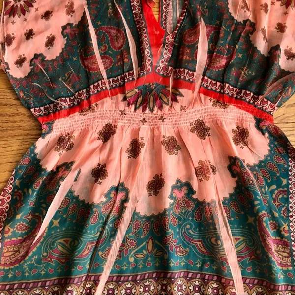 Unity Coral Green Paisley Sublimation Sheer Swim Cover Up Beach Dress Size M - Image 2