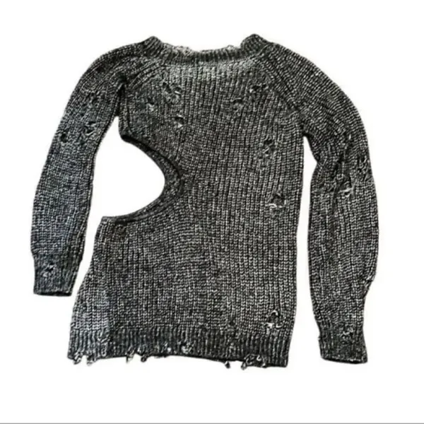 NBD Mundaka Distressed Oversized Black Metallic Sweater(Size Small) - Image 3