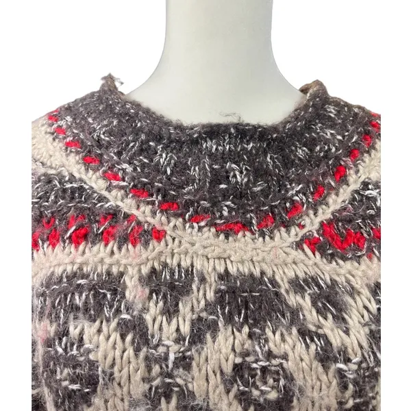 Free People Fair Isle Boho Wool Blend Sweater Size XS - Image 3