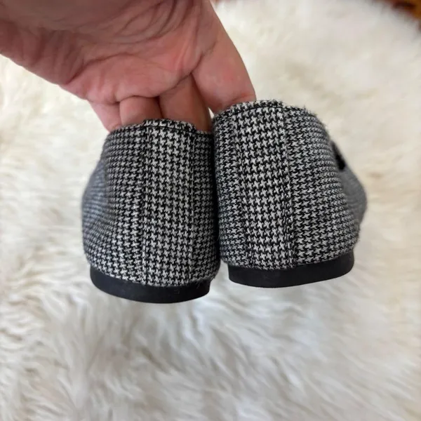 Self Esteem Black and White Houndstooth Pointed Toe Loafers - Image 4