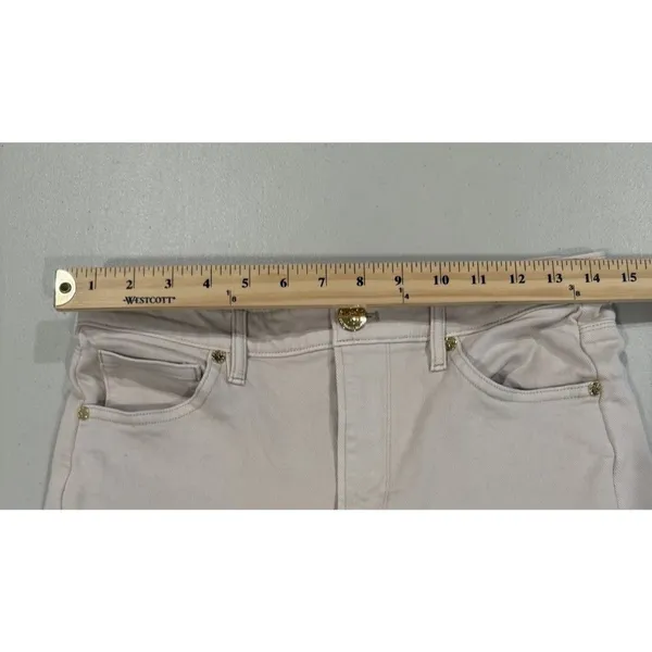 Spartina 449 Raw Hem Flare Jeans Womens 4 Cream Cotton Stretch Travel Vacation - Image 7