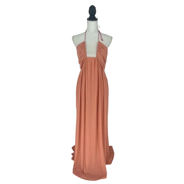 STAUD Kanha Reversible Mesh Halter Maxi Dress Orange Pink XL‎ - Image 3