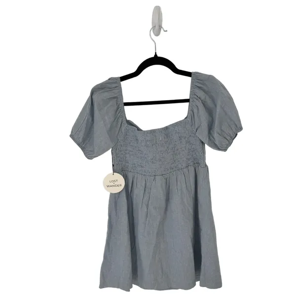 Lost & Wander Blue Lagoon‎ Baby Doll Dress Womens Blue Small $108 - Image 3