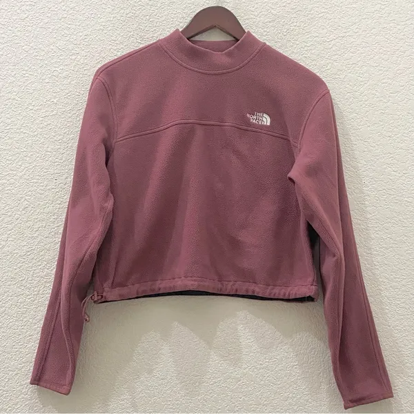 THE NORTH FACE TKA Mock Neck Fleece Cropped Sweatshirt in Mauve Pink Size M - Image 5