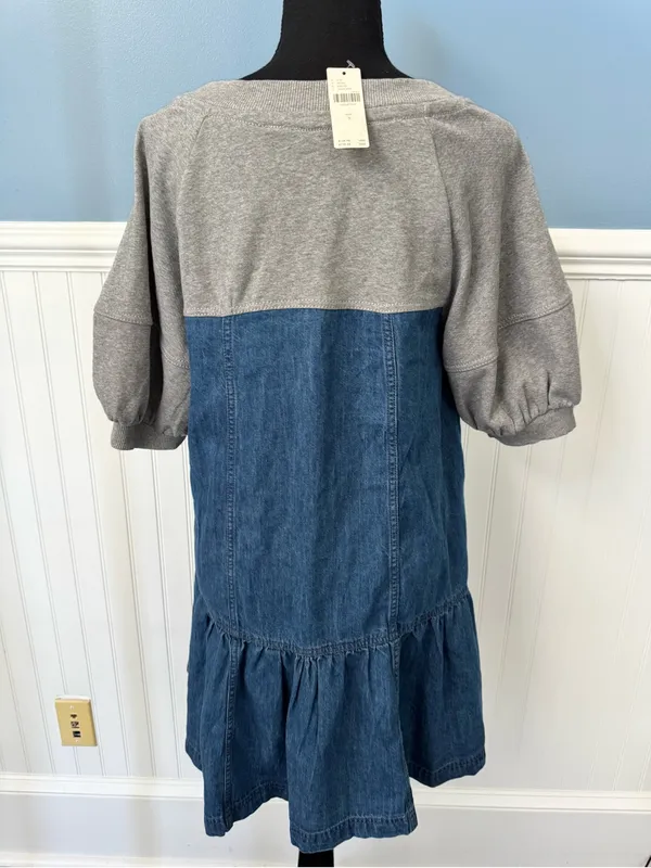 NWT Anthropologie Pilcro Denim Sweatshirt Twofer Swing Oversized Dress ~ Small - Image 8
