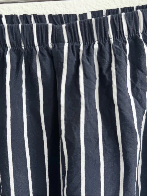 Brandy Melville Frankie navy blue white high waisted striped ankle pants - Image 2