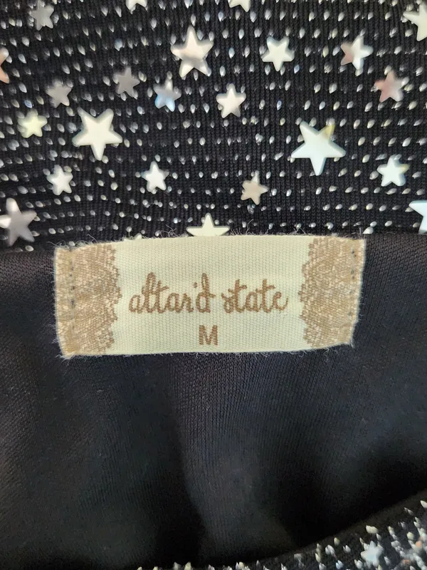 Altar'd State Black Metallic Star Cutout Mini Dress Size Medium - Image 8