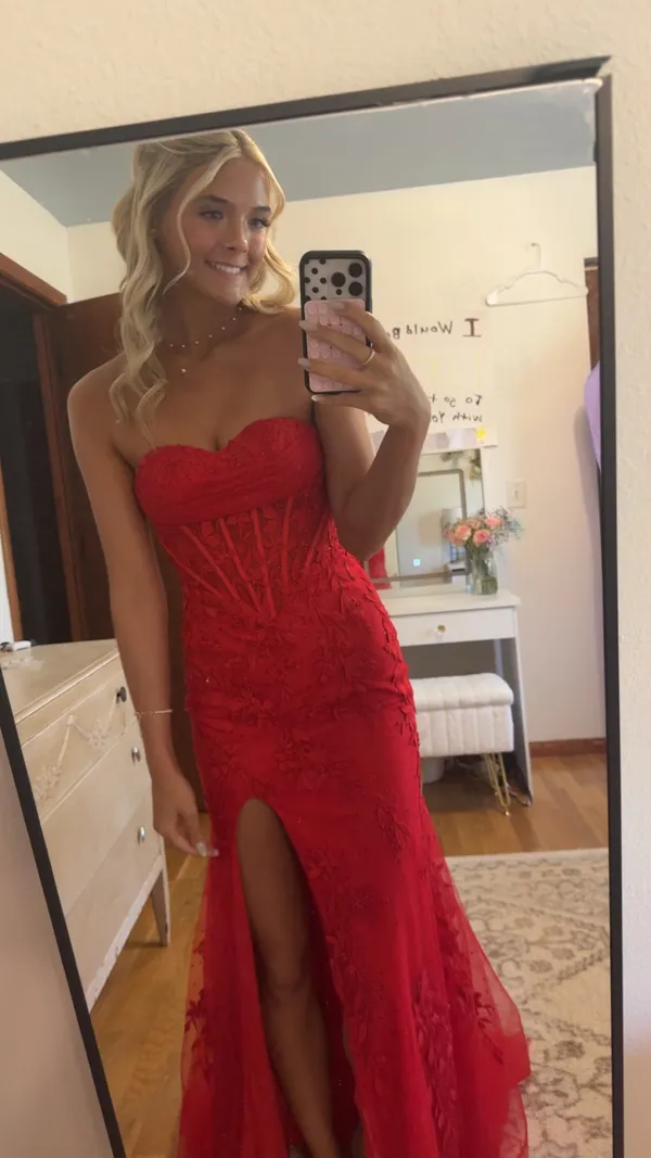 red prom dress stacees - Image 5