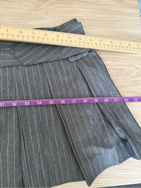 Reformation 6 NEW Brinley Mini Skirt Grey Stripe Academia Preppy Belted Grunge - Image 8