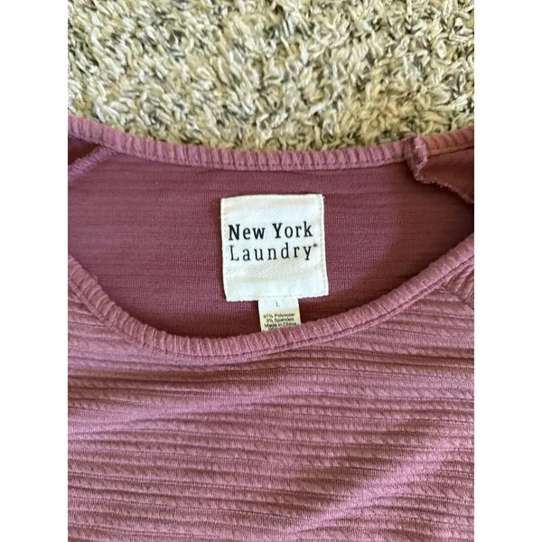 New York‎ Laundry Women's Purple Quarter Sleeve Textured Top Size Large - Image 5