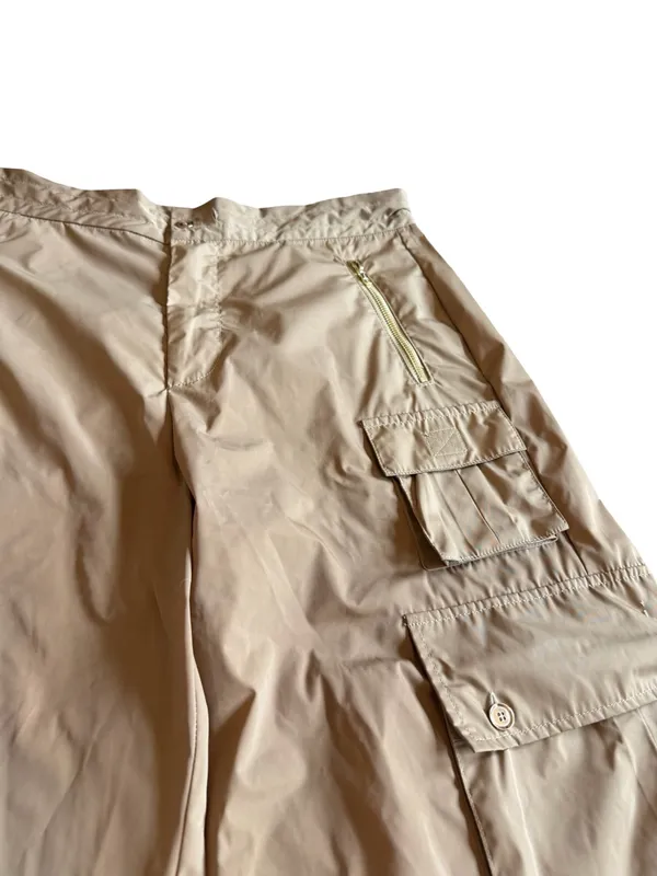 Cynthia Rowley Relaxed Nylon Cargo Pants Tan Khaki Loose Relaxed Fit Size 10 - Image 10