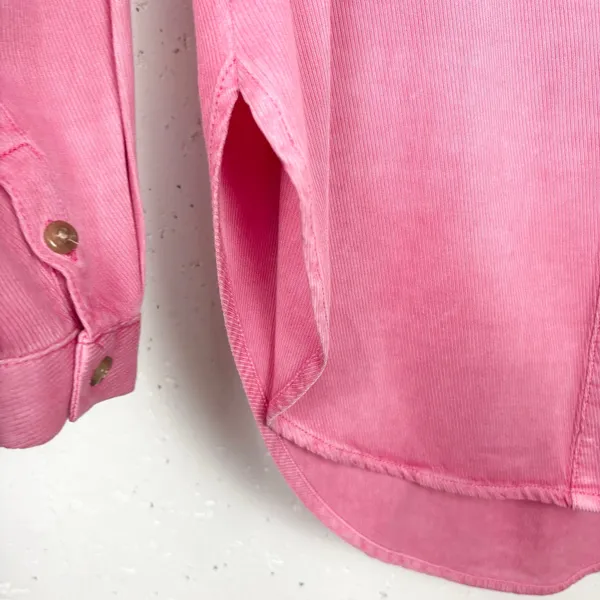 Anthropologie Pilcro Boyfriend Button Down Shirt Viscose Pocket Pink Size Small - Image 6