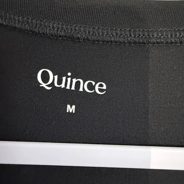 Quince Size-M Maternity Long Sleeve Top Black Tencel Lyocell Ruched V-Neck - Image 3