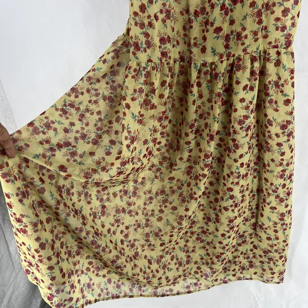 Beach Riot Malia Maxi Dress Womens Large Yellow Floral Back Tie Spaghetti‎ Strap - Image 4