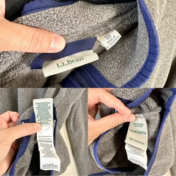 L.L. Bean 1/4 Zip Pullover Fleece Gray Outdoor Hiking Light Jacket Size XL - Image 10