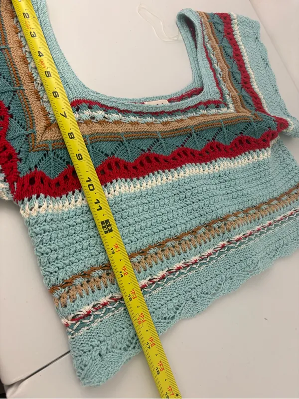 POL‎ Women's Colorful Crochet Crop Top Size Small Hand Made EUC - Image 7