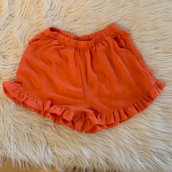 Tyche Shorts Bloomer Elastic Waist Ruffle Womens Small Flirty Pumpkin Orange - Image 8