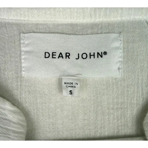 Dear John Blouse Womens Small‎ White Embroidered Balloon Sleeve Boho Peasant Top - Image 3
