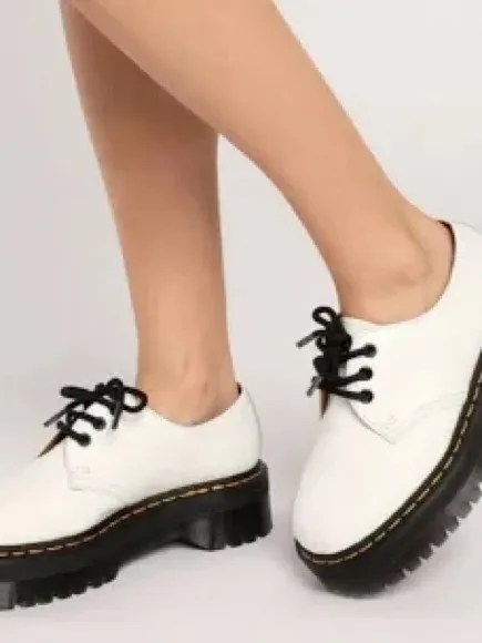 Dr. Martens women White Leather smooth Platform Oxfords shoes US 8 - Image 6