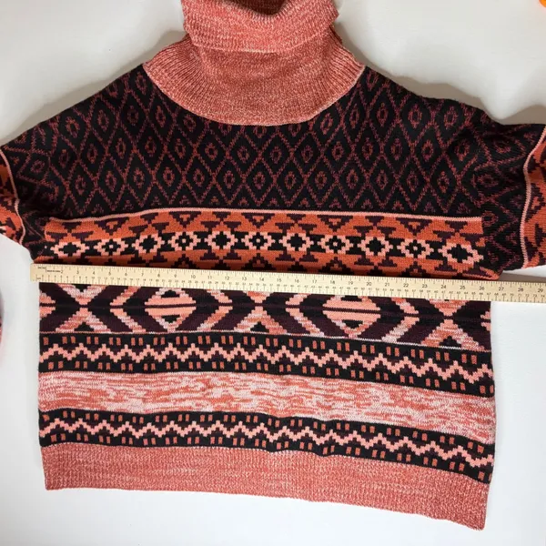 Wrangler Retro Southwestern Turtleneck Sweater Large Boho‎ Aztec Western Cozy - Image 10
