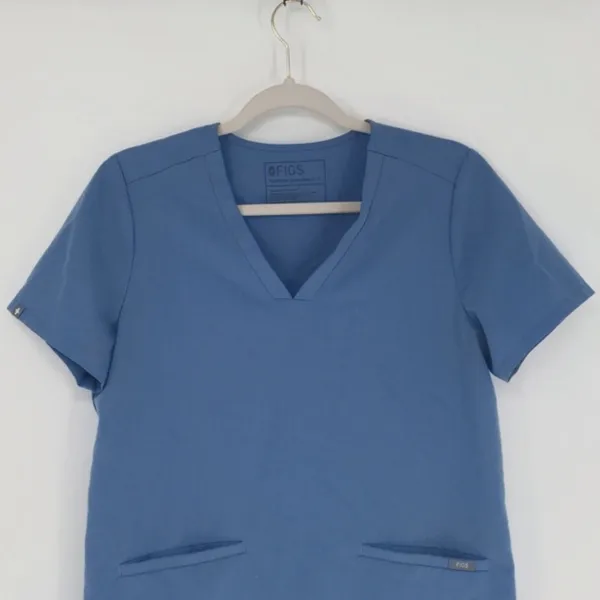 Figs Women's Casma Three-Pocket Scrub Top Size Small Blue V Neck Hospital Office - Image 2