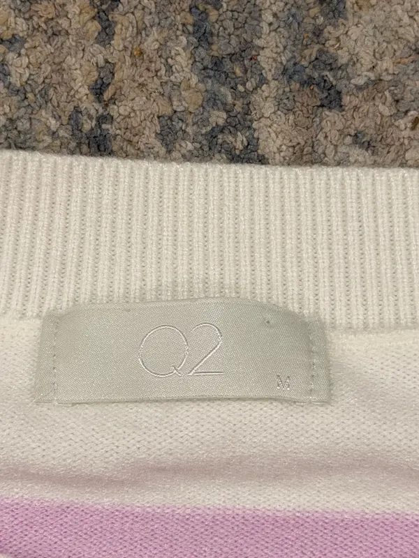 Final price Q2 White and Light Lavender Striped Crewneck Sweater - Image 2