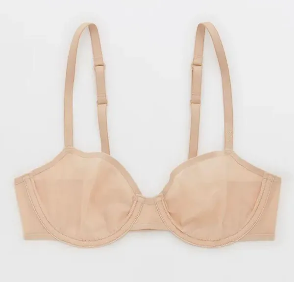 Aerie New SMOOTHEZ Mesh Unlined Underwire Balconette Bra Sands Size 32B - Image 5