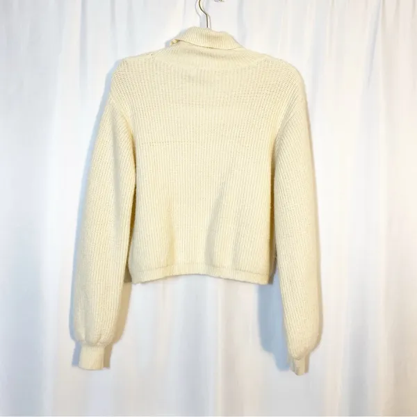 Petal + Pup Freddie Ribbed Knit Balloon Sleeve Turtleneck Sweater Ivory Cream - Image 5
