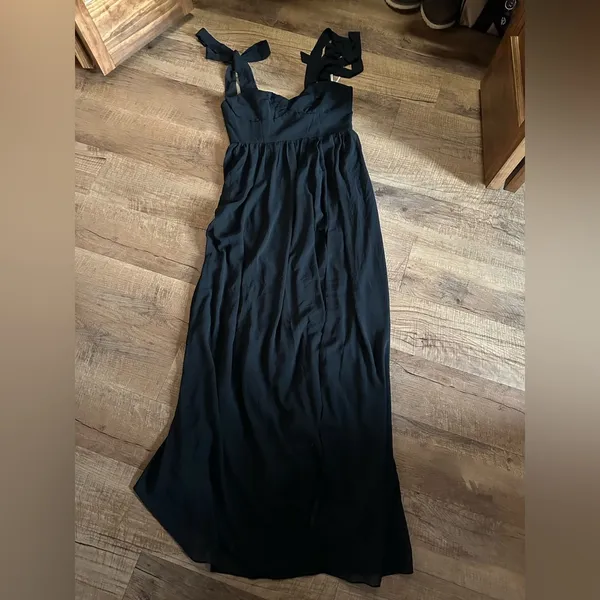 Lulus Radiant Charisma Black Chiffon Ruched Tie-Strap Maxi Dress - Image 5