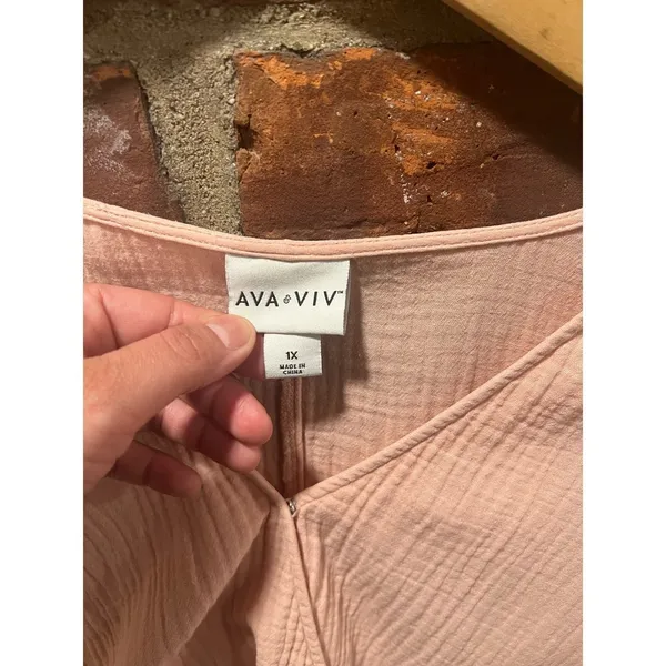 AVA & VIV Boho Dolman Sleeve Cotton Blouse Vacation Summer Plus Size 1X - Image 5