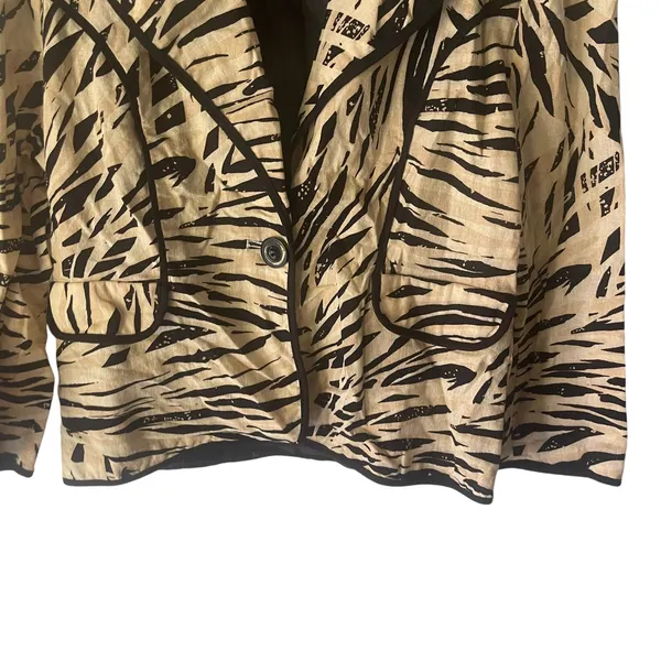 Brandon Thomas Y2k Women's Size Medium Linen Blend‎ Animal Print Retro Blazer - Image 3