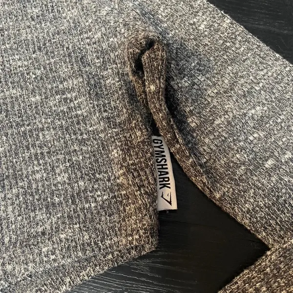 Gymshark Womens Cropped Hoodie Marled Grey Knit Long‎ Sleeve Pullover Size S - Image 2