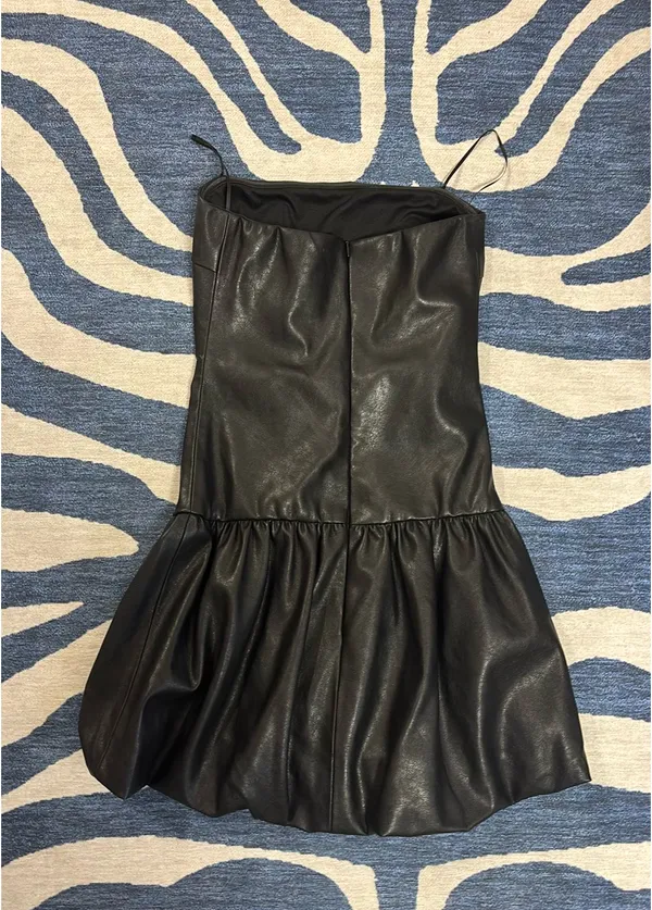 Black Leather Mini Dress - Image 2