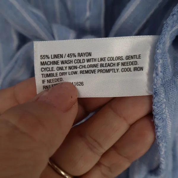 Isabel by Ingrid & Isabel Blue White Striped Linen Blend Maternity Tunic Large - Image 3