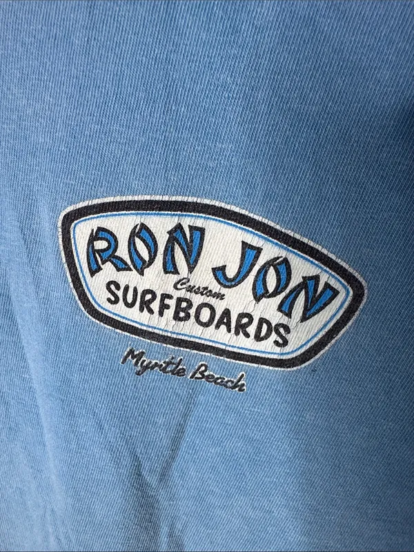 Ron Jon Surf Shop Blue Cropped Graphic Tee Myrtle Beach Size Medium Beachy - Image 3