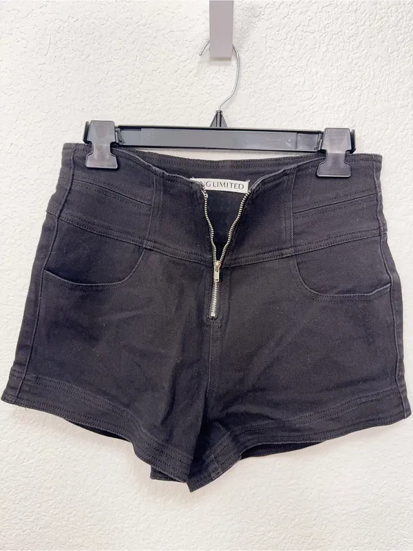 J.ING Jing Black High Waist Zip Front Cotton Blend Summer Casual Shorts NWT - Image 3