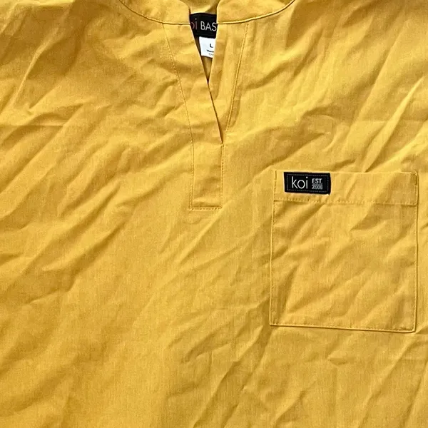 Koi Yellow Scrub Top Size L - Image 2