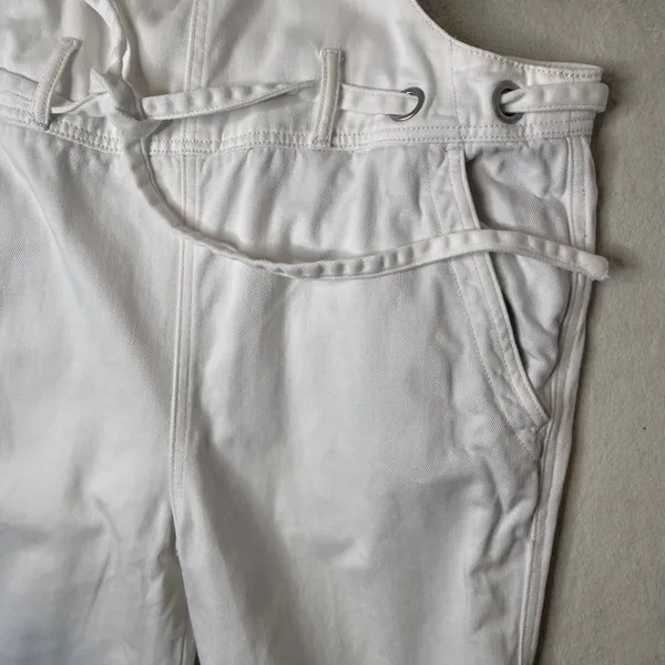 Free People Denim Overalls Size S White Tie Waist Dungarees Utility Jumpsuit - Image 13