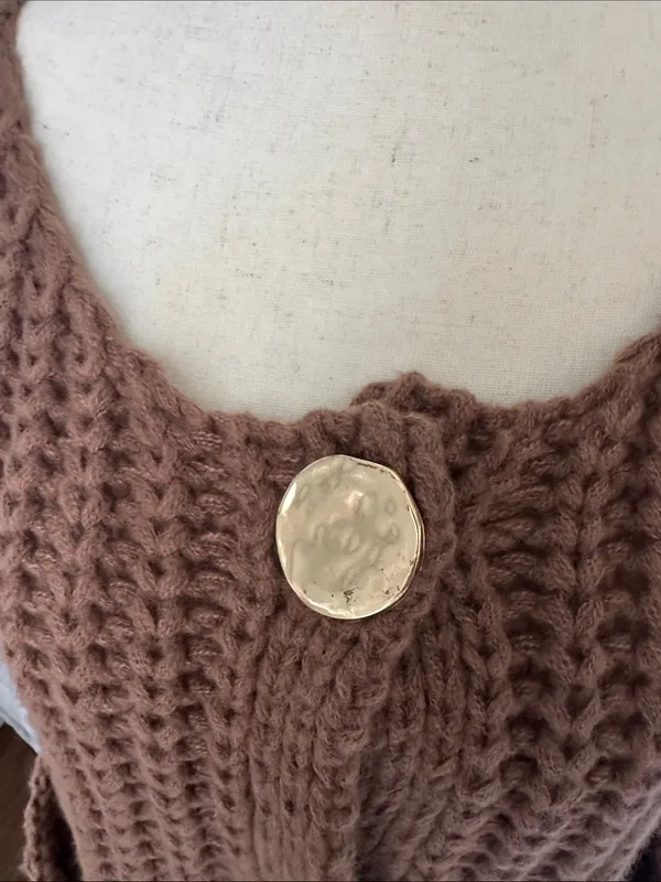 Sunday Up Chunky Knit Brown Button-Front Sweater Vest - Image 3