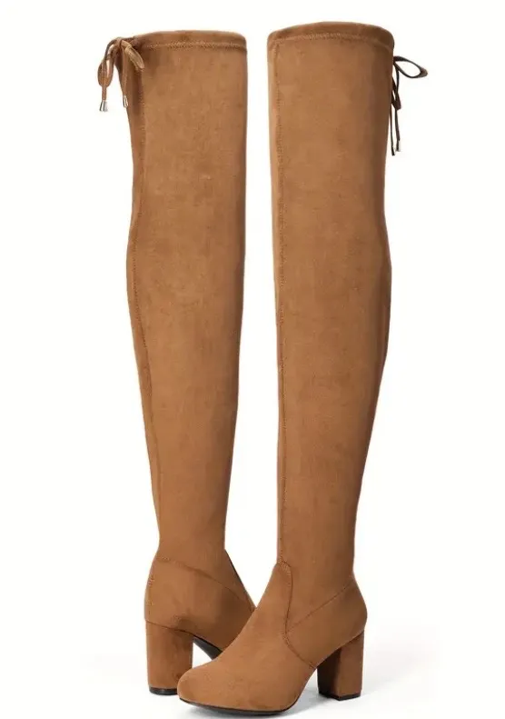 Boots Tan Forever 21 Suede Over-The-Knee - Image 4