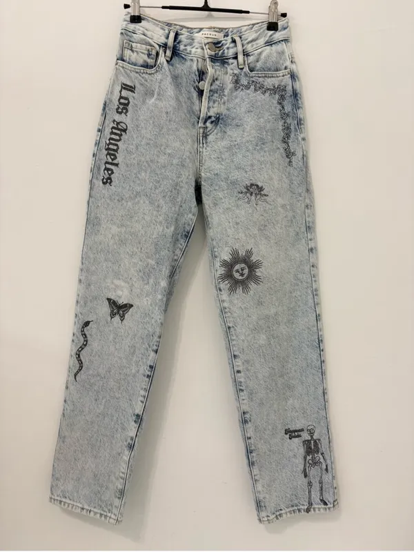 PacSun los angeles graphic jeans acid wash Skelton dreamland 28 - Image 2