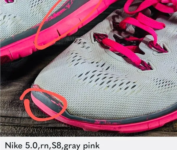 Nike Womens Pink Running Shoes 629496-061 Pink Mesh Sport Lace Up 8 - Image 7
