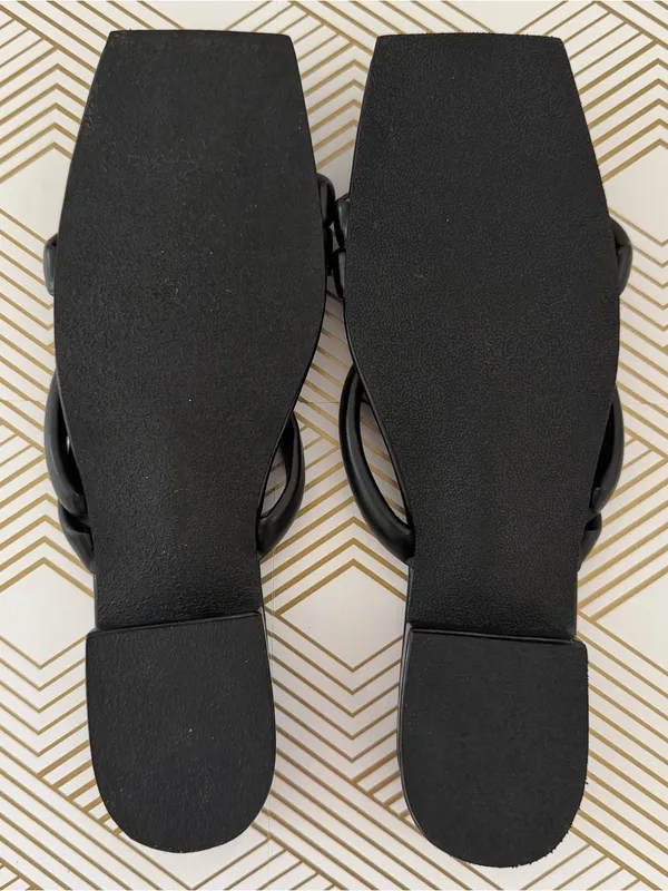 Black Triple-Strap Slide Women’s Sandals - Comfortable Everyday Style Size 7 - Image 4