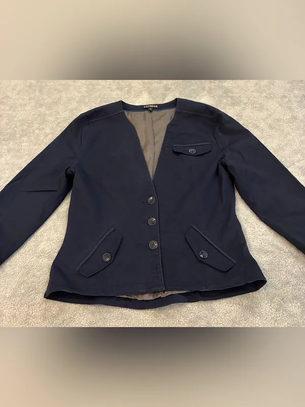 Classic Navy Women's Blazer Jacket by Express Size 10 - Image 6