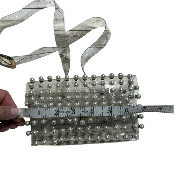 Source Unknown Pearl Studded Clear Purse Fanny Pack Waist Bag Concert 32-38" Trendy Belt Bag - Image 4