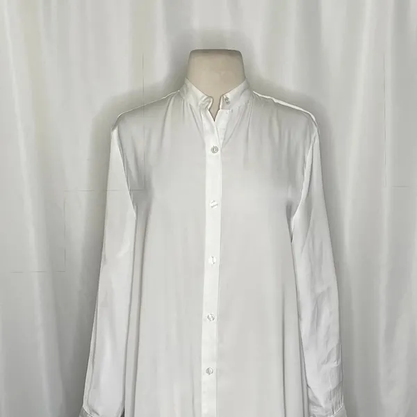 SUMMERSALT The Silky Luxe Short Effortless Shirtdress Cover-Up Solid‎ White XS - Image 3