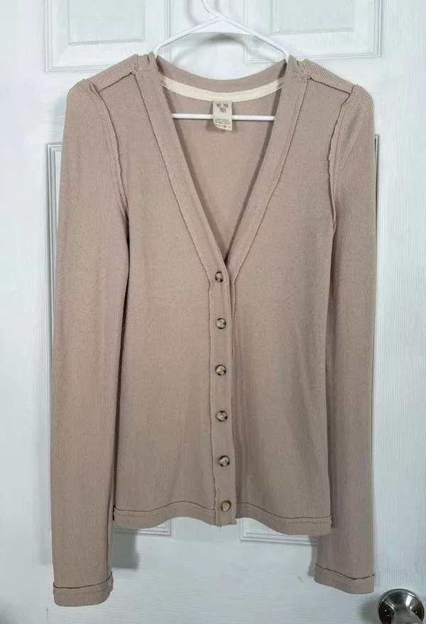 Free People We the Free Call Me Fitted V Neck Cardigan - Image 3