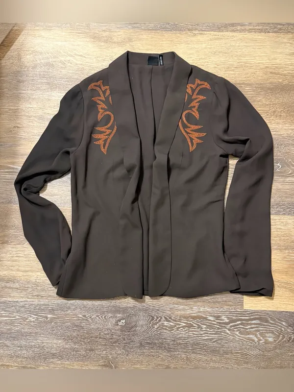 Cruel Denim Western Blazer Brown Medium Copper Embroidery Country Festival Wear - Image 10